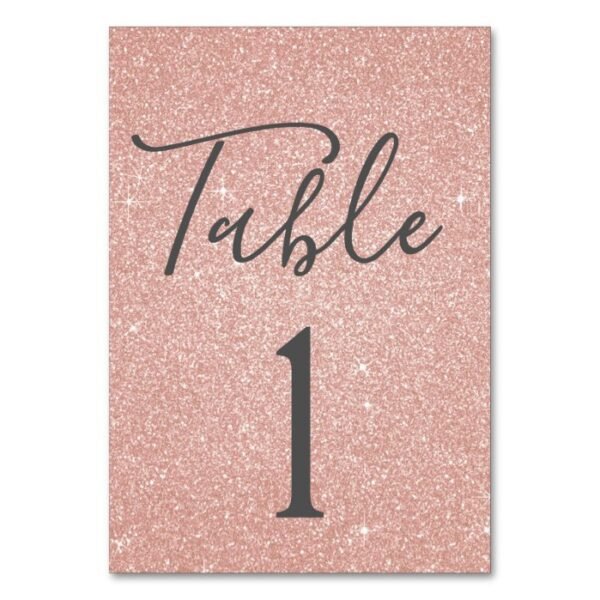 Blush Pink - Rose Gold Sparkle Table Number