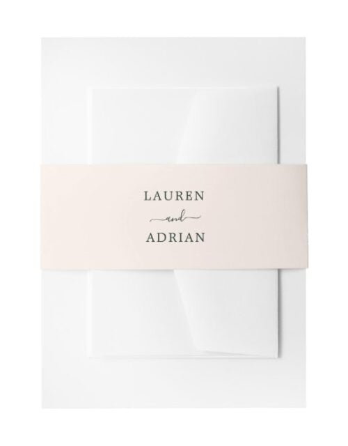 Blush Pink Simple Wedding Invitation Belly Band