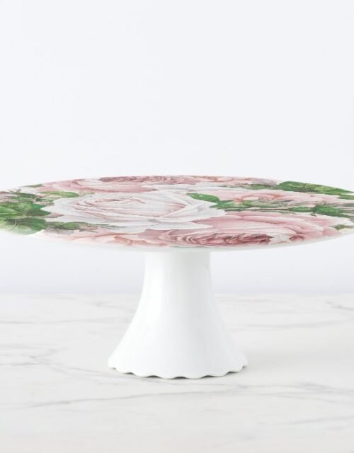 Blush Pink Vintage Floral Greenery Cake Stand