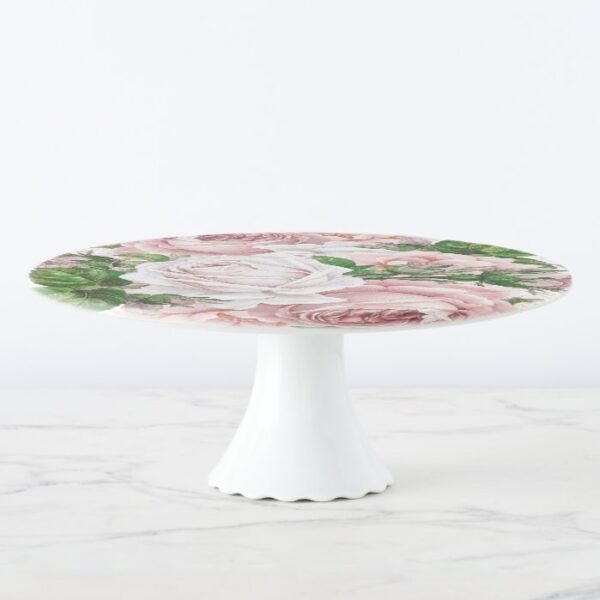 Blush Pink Vintage Floral Greenery Cake Stand