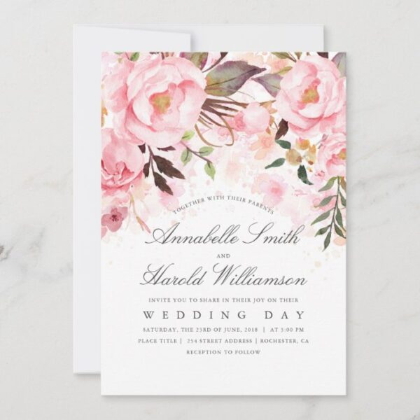 Blush Pink Watercolor | Floral Elegant Wedding Invitation