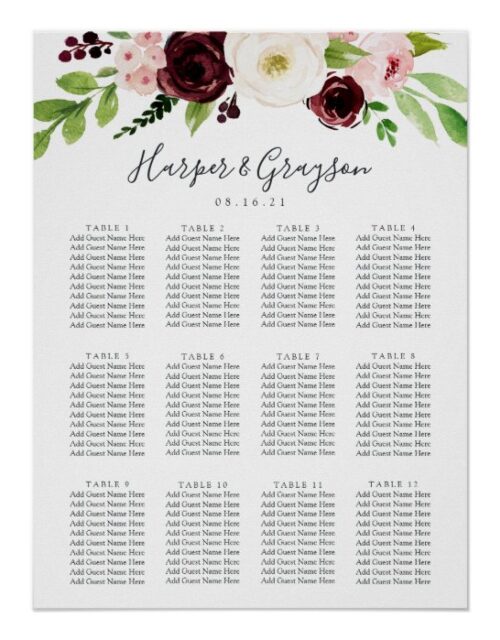 Blush Romance Wedding Seating Chart