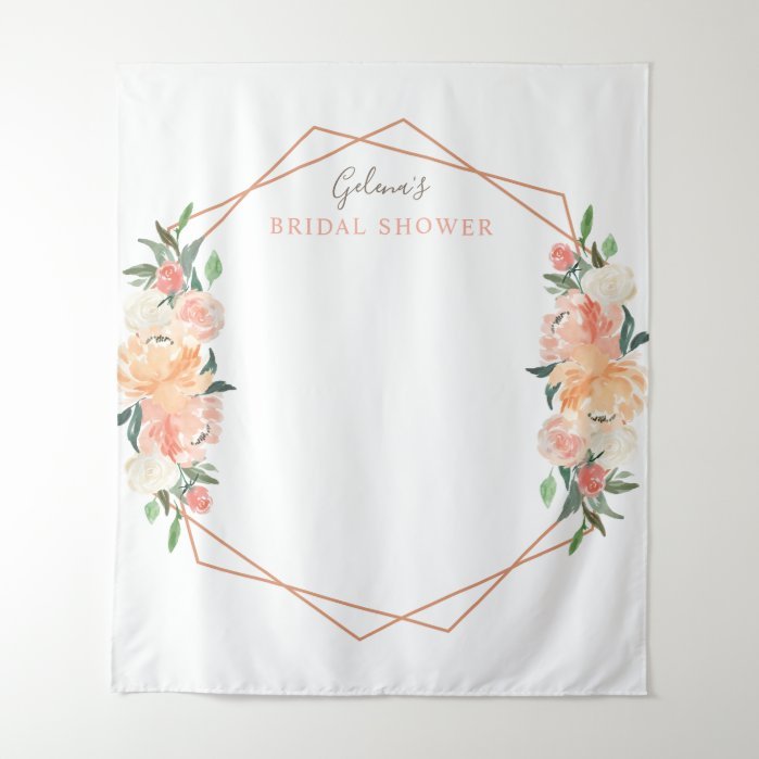 Blush Watercolor Geometric Floral Backdrop Shower