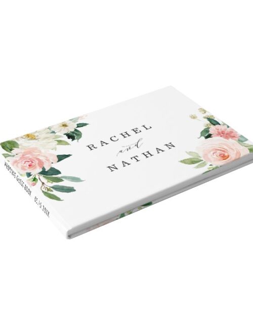 Blush White Bloom Floral Wedding Guestbook
