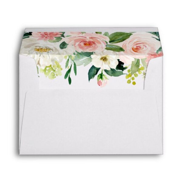 Blush White Bloom Pre-Printed Address 5x7 Envelope