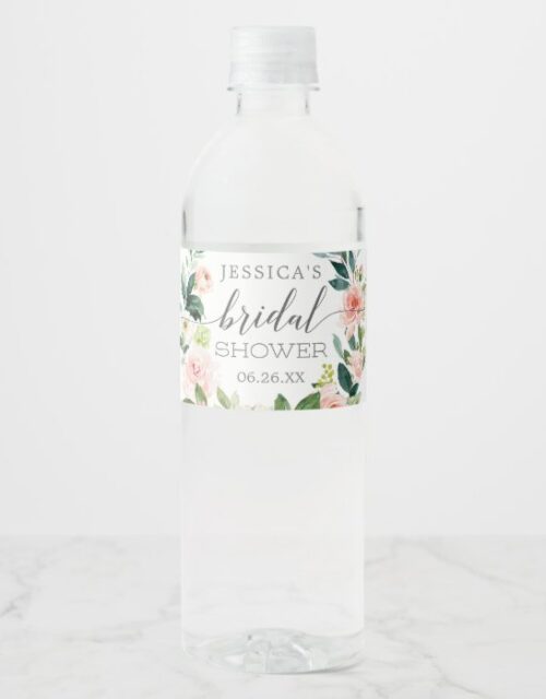 Blushing Blooms Bridal Shower Water Bottle Labels