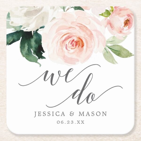 Blushing Blooms Wedding Coasters