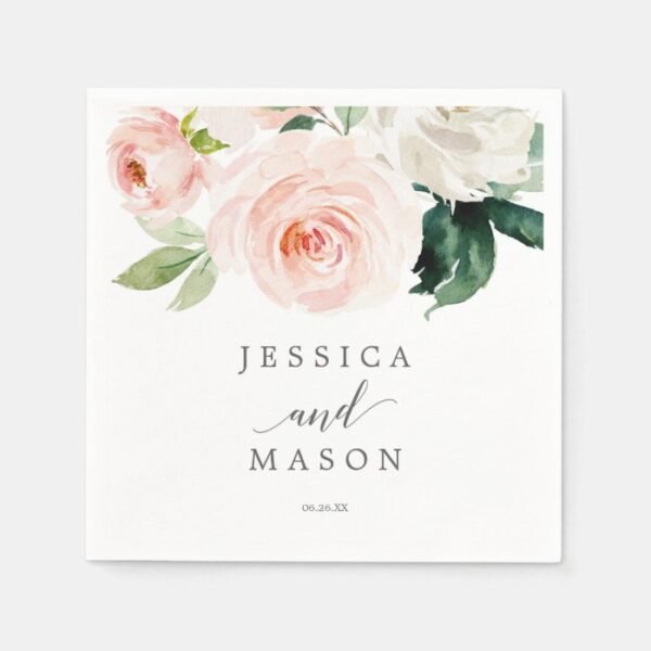 Blushing Blooms Wedding Napkin Cocktail Napkin