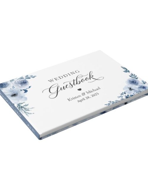 Bohemian Dusty Blue Floral Wedding Guest Book