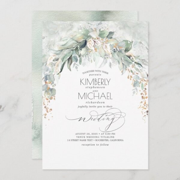 Bohemian Lush Greenery Arch Summer Garden Wedding Invitation