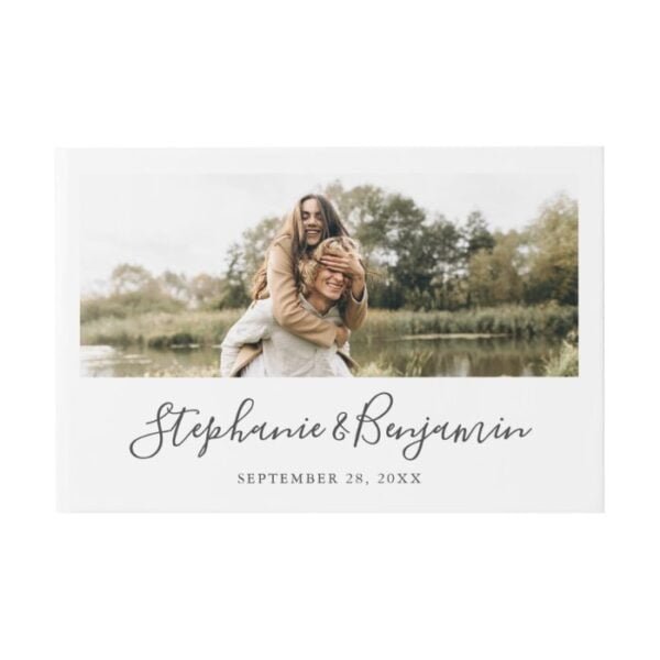 Boho Rustic Custom Photo Handwriting Wedding Guest Book