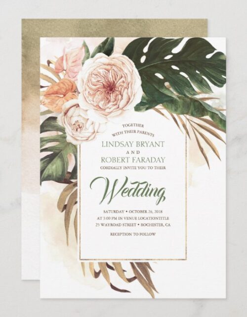 Boho Tropical Floral Desert Wedding Invitation