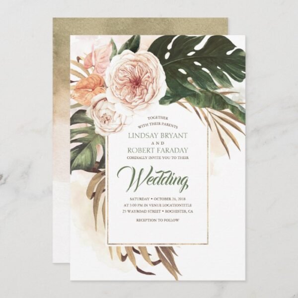 Boho Tropical Floral Desert Wedding Invitation