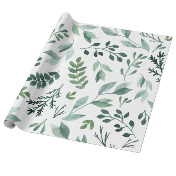 Boho Watercolor Wedding Botanical Wrapping Paper