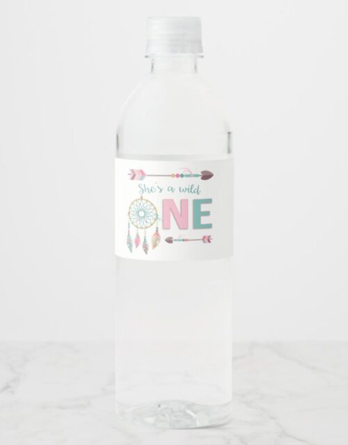 Boho Wild One First Birthday Water Bottle Label