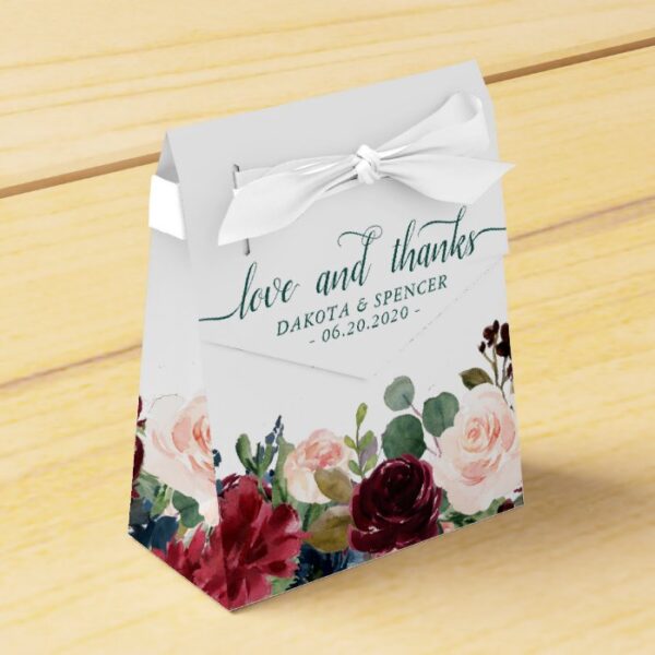 Bold Floral | Green Watercolor Wedding Thank You Favor Box