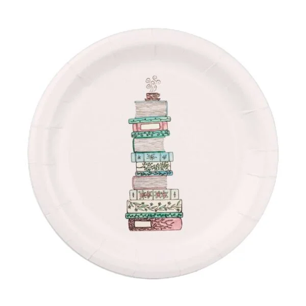 Books & Blossoms Paper Plates