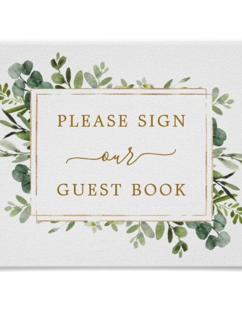 Botanical Gold Green Guest Book Sign