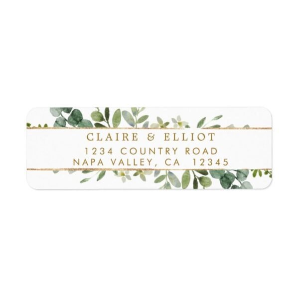 Botanical Gold Greenery Return Address Label