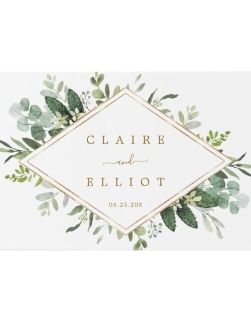 Botanical Gold Greenery Wedding Guest Book