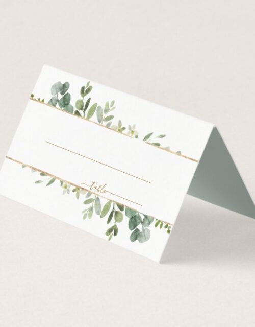 Botanical Gold Greenery Wedding Place Card