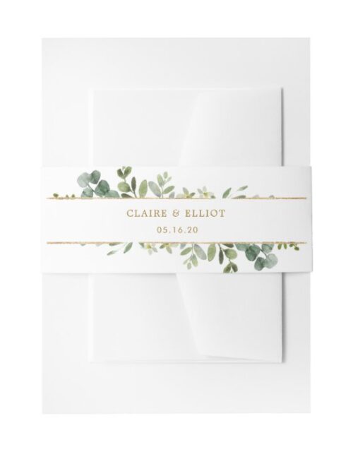 Botanical Gold Watercolor Invitation Belly Band