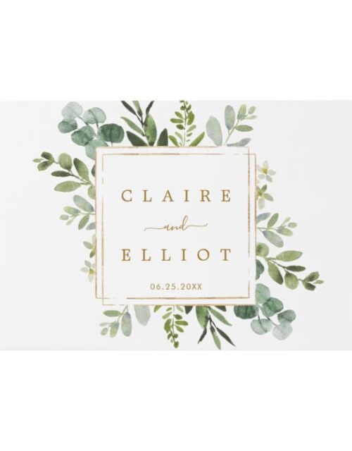Botanical Greenery Gold Square Wedding Guest Book