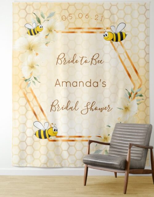 Bridal Shower bride to bee honeycomb bumble bees Tapestry