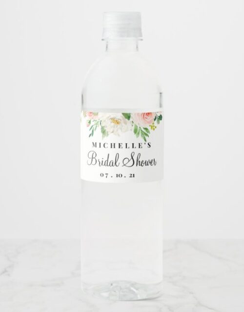 Bridal Shower, Floral Water Bottle Label