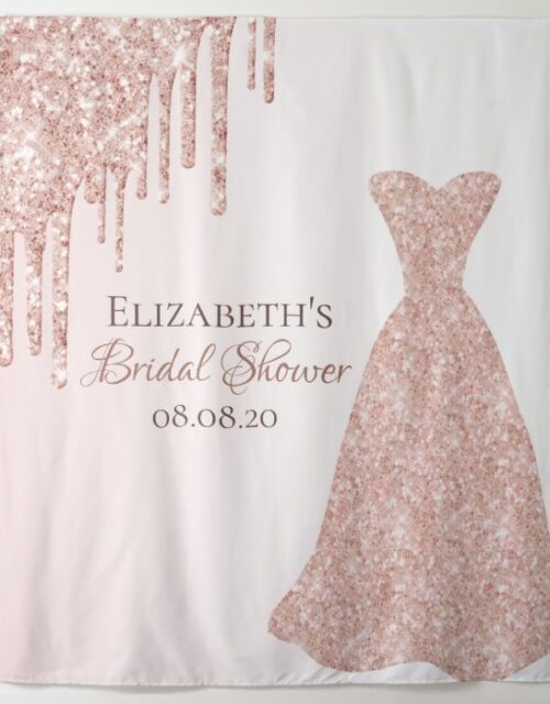 Bridal Shower rose gold glitter drip glam Tapestry