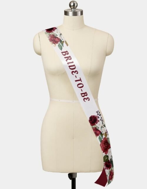 Bride Burgundy Floral Bride To Be Sash