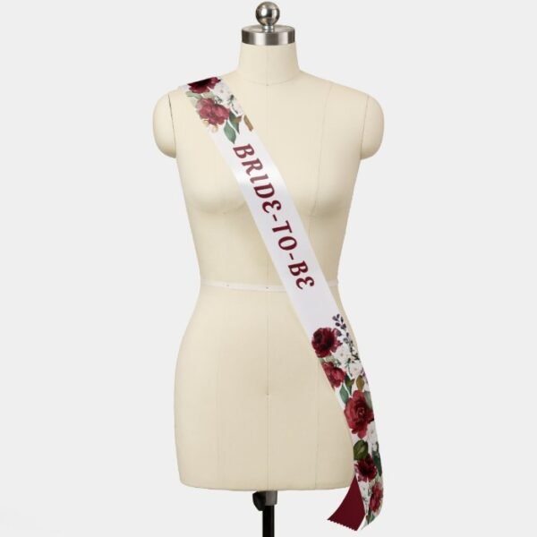 Bride Burgundy Floral Bride To Be Sash