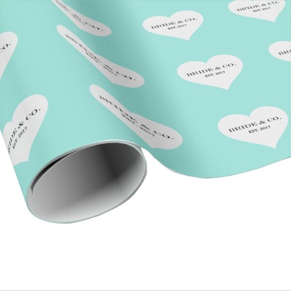 BRIDE CO Teal Blue Bridal Shower Celebration Party Wrapping Paper