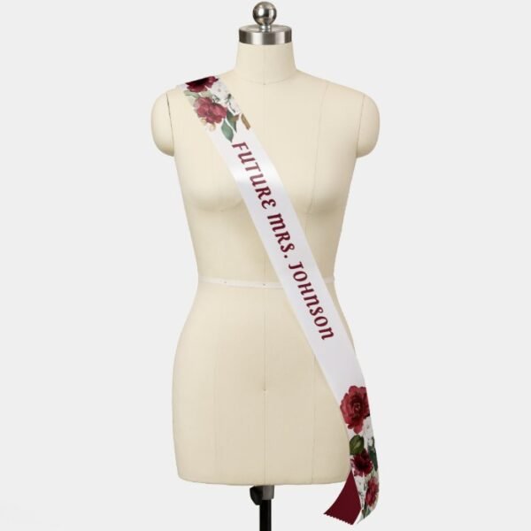 Bride Future Mrs Burgundy Floral Sash