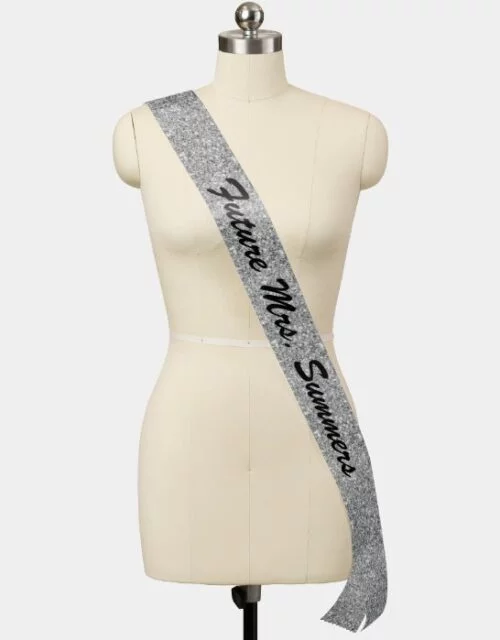 Bride Future Mrs Silver Glitter Bachelorette Sash