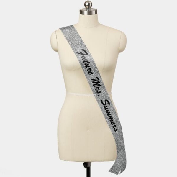 Bride Future Mrs Silver Glitter Bachelorette Sash