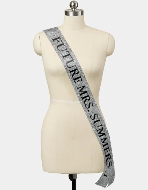 Bride Future Mrs Silver Glitter Bachelorette Sash