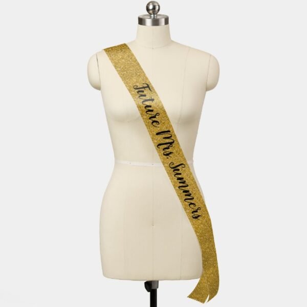 Bride Future Mrs Wedding Gold Glitter Bachelorette Sash