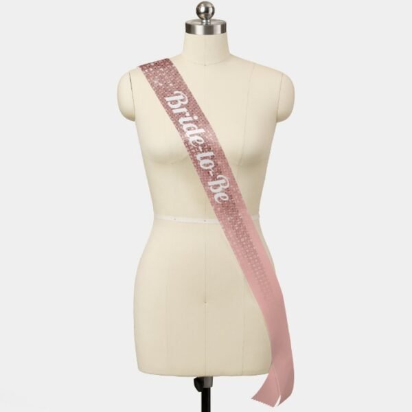 Bride Girly Rose Gold Pink Stripe Glitter Ombre Sash