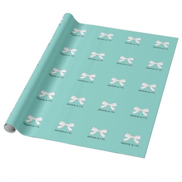 BRIDE Glam Teal Blue And White Bow Party Wrapping Paper