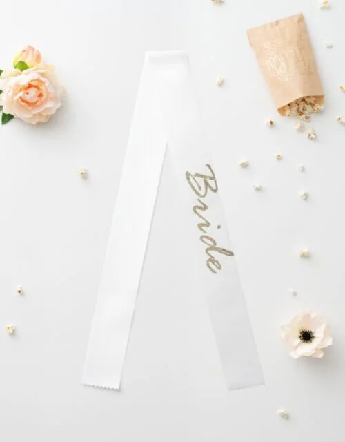 Bride Gold Glittery Bachelorette Bridal Shower Sash