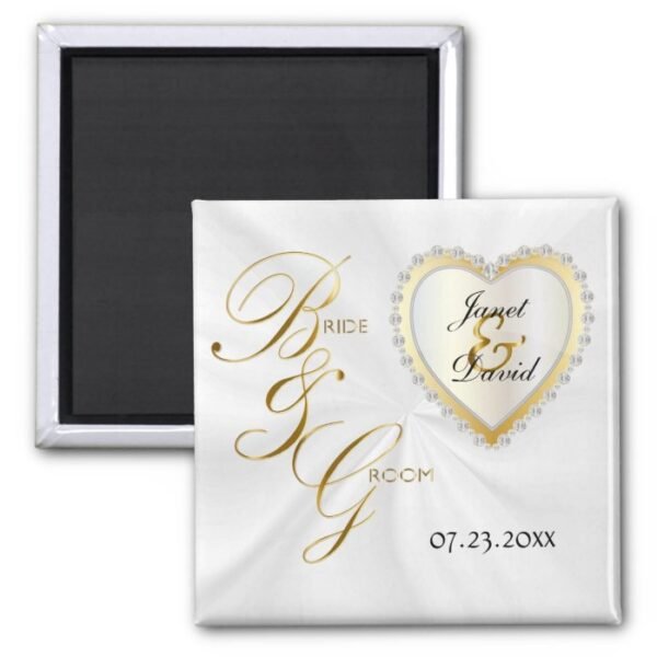 Bride & Groom Elegant Wedding Keepsake Magnet