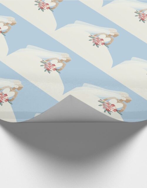 Bride Silhouette with Flower Bouquet Wrapping Paper