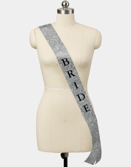 Bride Silver Glitter Bachelorette Sash