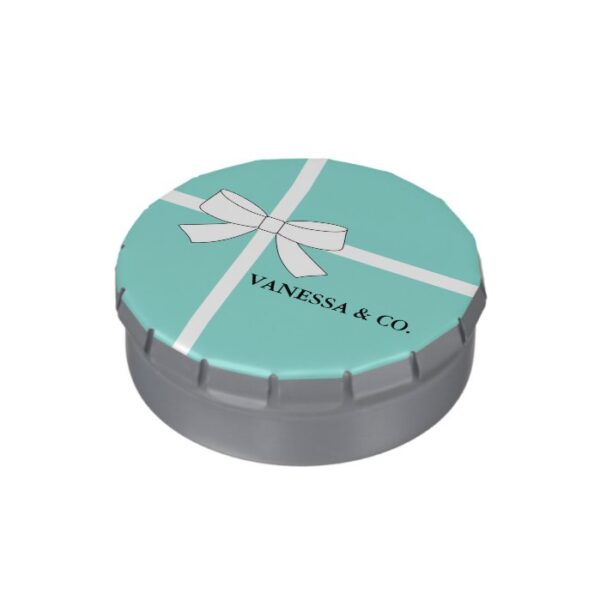 BRIDE Teal Blue Tiara Shower Personalized Party Candy Tin