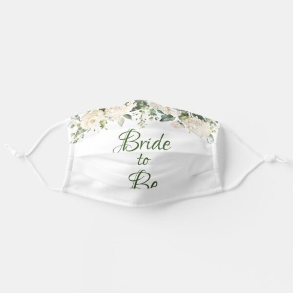 Bride to Be Elegant Floral Greenery Script Wedding Adult Cloth Face Mask