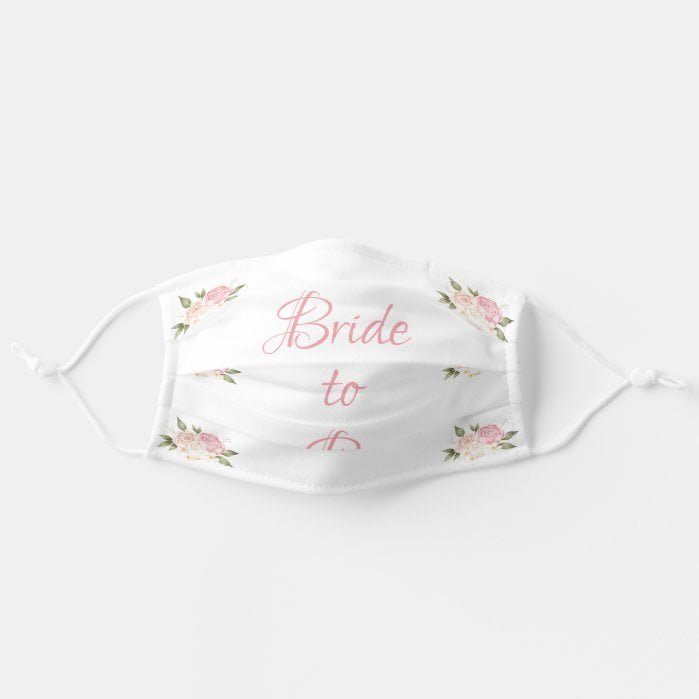 Bride to Be Pink Floral Script Wedding Adult Cloth Face Mask