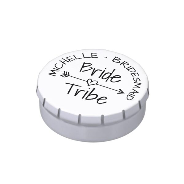 Bride tribe candy tin party favor for bridesmaids