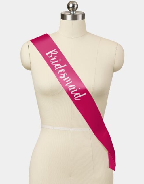 Bridesmaid Monogram Hot Pink and White Sash