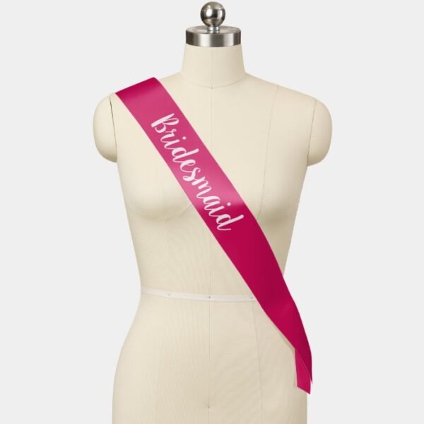 Bridesmaid Monogram Hot Pink and White Sash